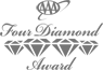 The image displays a logo with "AAA Four Diamond Award" and features four diamond shapes in a formal script style.
